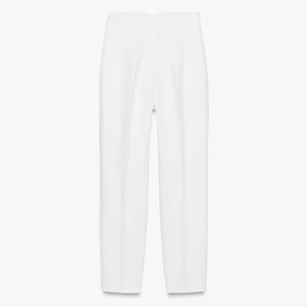 ZARA White High-waisted Pant Size Large